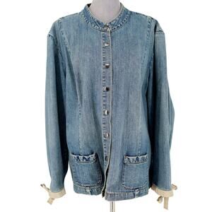 Tommy Hilfiger Jacket Plus Size 3X Blue Cotton Denim Jean Snaps Pockets Vintage